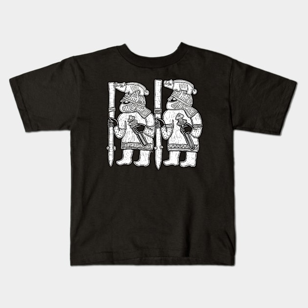 Norse Boar Warriors from the Torslunda Plates Kids T-Shirt by LaForma